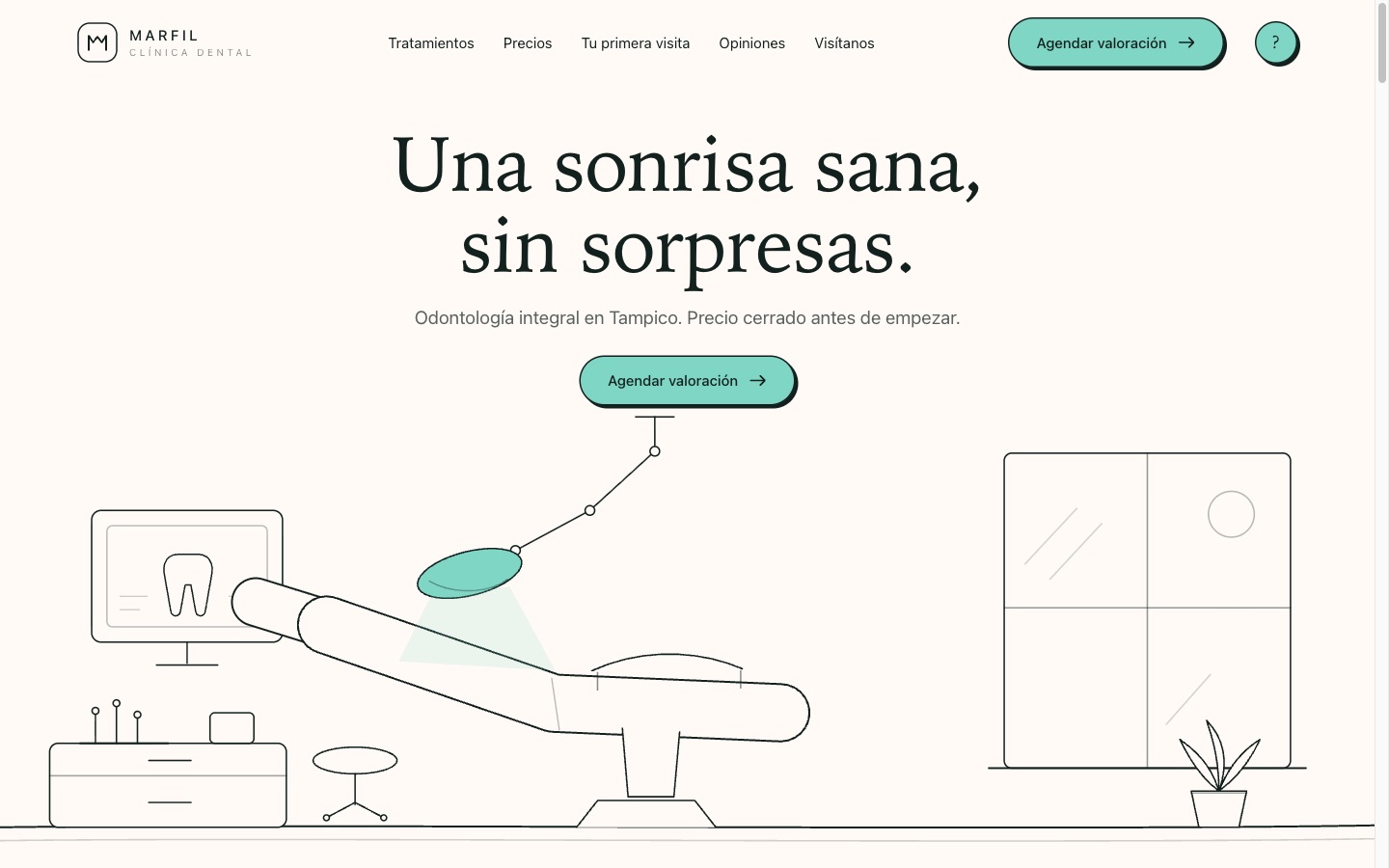 Portada del sitio de la clínica dental Marfil